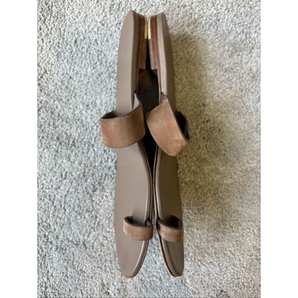 Jenni Kayne Oiled Leather Strap Sandals Toe Post Flats in Tan Women's 38 US 7.5, - Picture 7 of 9